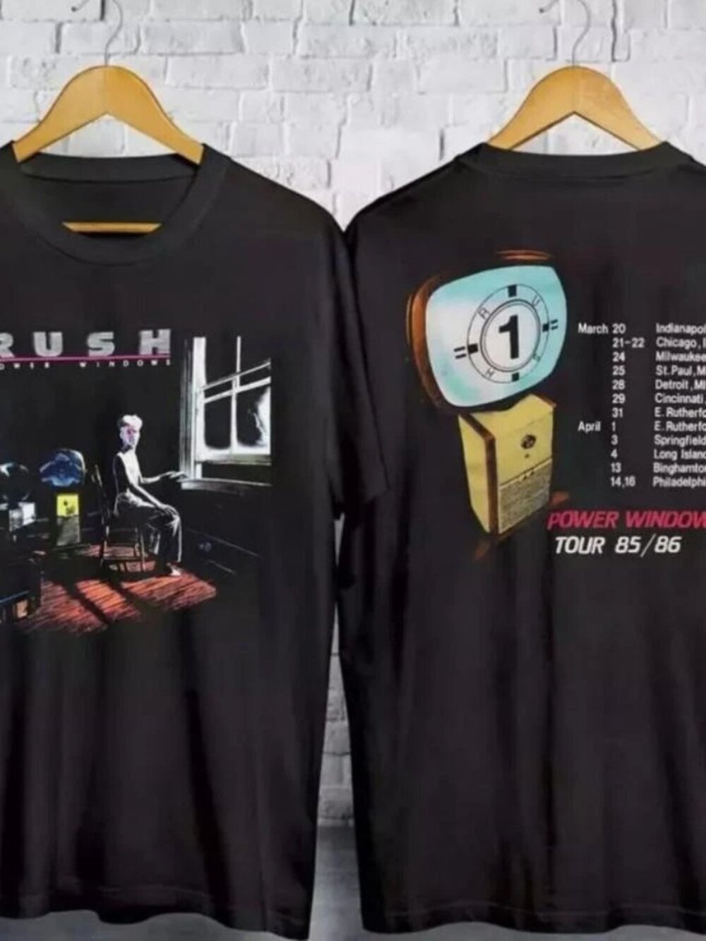 Rush Power Windows Tour 1985 T-Shirt Black Band Concert 80s Gift 209